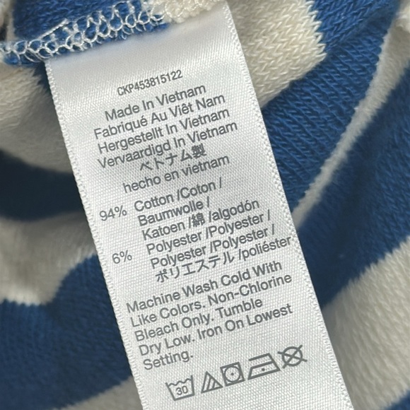 Madewell MWL Loop Terry Notched Sweatshirt size medium.NWT.Blue and White - Picture 7 of 8